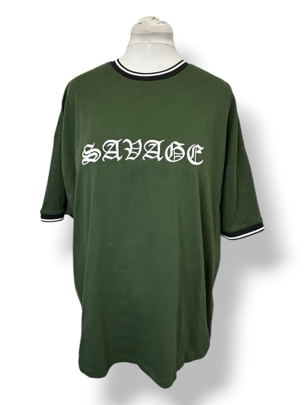 Refinery Republic Mens Short Sleeve “Savage” Crewneck Graphic Tee Green 2XL